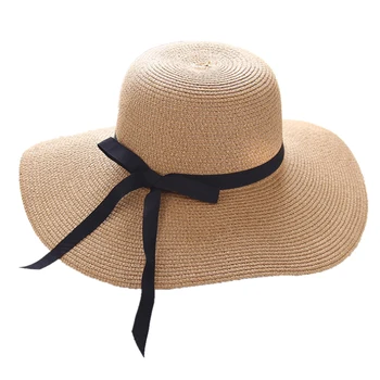2018 Femei de Vară arc Palarie de Soare Doamnelor Margine Largă Pălării de Paie în aer liber Pliabil Plajă, Pălării Panama Biserica Pălărie Os Chapeu Feminino
