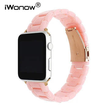 2018 Femei Rășină Watchband pentru iWatch Apple Watch 38mm 42mm Seria 3 2 1 Bandă din Oțel Inoxidabil Incuietoare Curea de Încheietura mâinii Brățara Correas