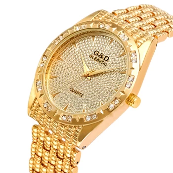 2018 G&D GLE&VDO Femei Ceasuri de Lux de Aur Doamnelor Brățară Ceas Moda Cuarț Ceasuri relogio feminino din Oțel Inoxidabil
