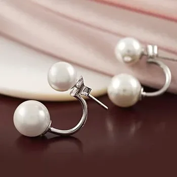 2018 Naturale Pearl Cercei Perle Pentru Femei Bijuterii 925 Silverr Aplatizată Dublu Pearl Cercei Bijuterii De Nunta
