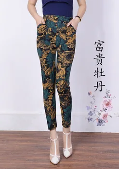 2018 New Sosire toamnă iarnă Stil Plus Catifea Femei jambiere înaltă elastic Plus dimensiune XXXL Imprimare Flori pantaloni femei