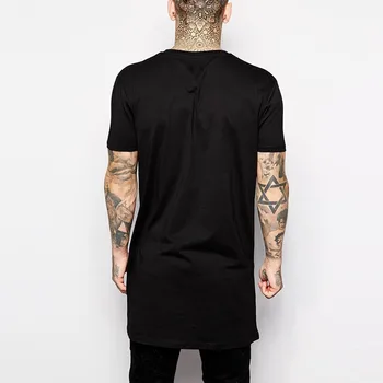 2018 Nou Brand de Îmbrăcăminte Mens Lung Negru t shirt Barbati Topuri Hip hop tee-tricou Barbati Hiphop Maneci Scurte Lanseta casual tricouri