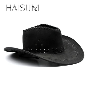 2018 Nou S-Au Grabit Adult Haisum Pălării De Cowboy Capace De Piele Vintage Men Vest Cu Borul Larg Fermiera Jazz Cap Toca Sombrero Cs72