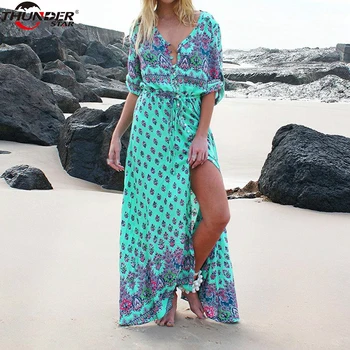 2018 Vara Boho Dress Etehnic Sexy Print Retro Rochie de Epocă Ciucure Plaja Rochie Boem, Hippie Rochie Vstidos Mujer LX5