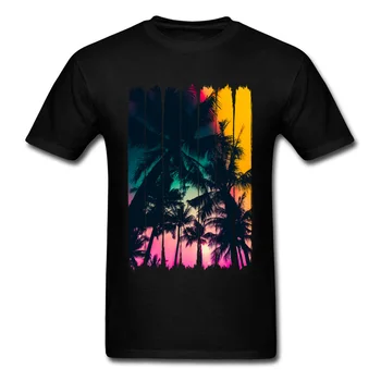 2018 Vara Sentimentele Palmier cu Dungi Negre Tricouri Personalizate Barbati Top de Bumbac T-shirt Cadou de ziua Îndrăgostiților Art Design