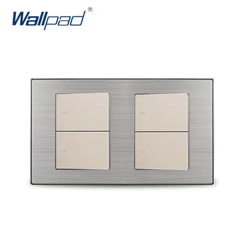 2018 Wallpad 4 Gasca Reset Moment de Contact Switch Întrerupător de Lumină Satin Panou de Metal 160*86mm
