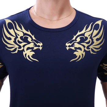 2018 Înaltă Calitate pentru Bărbați Tricou de Moda Chineză Dragon Print cu Maneci Scurte T Shirt pentru Bărbați Brand Nou O Neck Slim Fit Topuri Teuri 5XL