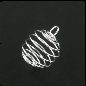 20buc Argint Placat cu Aliaj Rotund Spirală Șirag de mărgele Cuști Pandantive Pentru a Face Bijuterii Charms Constatările 25x20mm
