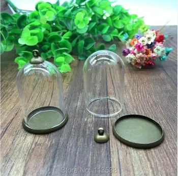 20sets/lot 38*25mm bell jar forma de glob de sticlă setarea de bază 8mm capac set capac de sticlă flacon pandantiv constatările de bijuterii handmade