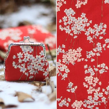 2colors flori de cires Japonez imprimate tesatura de bumbac pentru rochie kimono sac de masa de BRICOLAJ mozaic de ț tissus crăciun