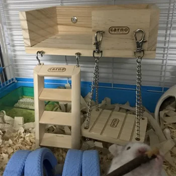 3 BUC Hamster Chinchilla house Bed cușcă pentru Animale Mici de lemn hamster scara leagăn jucarie set Hamster Pedala de bord accesorii