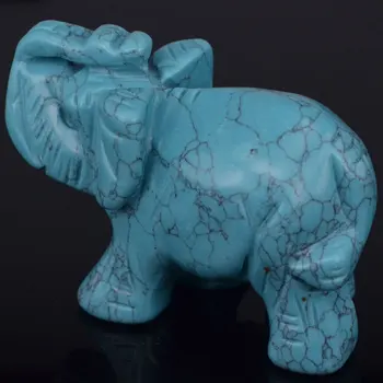 3 Inch Albastru Turcoaz Aventurin Elefant De Cristal Sculptate Figurine De Piatră Chakra Vindecare Reiki Piatra Feng Shui Meserii