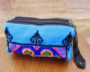 3-strat Curelușă geanta vintage Hmong Thai, Indian brodate sac de ambreiaj la Modă geanta Boho-Hippie Etnice sac de cosmetice SYS-438R