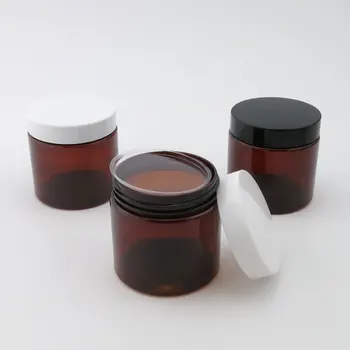 30 x 200ML Amber Gol PET Borcane cu Negru Alb cu filet din Plastic Capace, 200G Mare Crema de Sticla