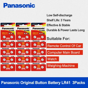 30pcs/3packs Original LR41 Baterii Buton pentru Panasonic AG3 G3A L736 192 392A SR41 Zn/MnO2 Monedă cu Litiu Baterii