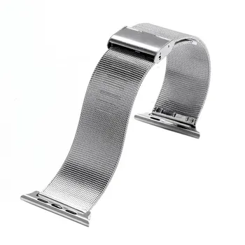 38/42mm Apple Watch Band Negru/Argintiu din Otel Inoxidabil de Închidere Plasă de Înlocuire Curea Ceas Conector Adaptor pentru iwatch