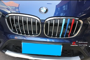 3colors M Styling Grila Fata Tapiterie motorsport Benzi grill Acoperi Decoratiuni Autocolante pentru 2016-2017 BMW X1 F48 7 Grile