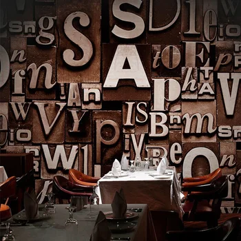 3D Stereoscopic Alfabetul englez de la Modă Design Interior Papel De Parede Retro Nostalgie Personalitate Restaurant Tapet