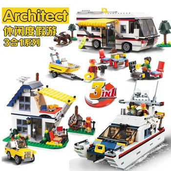 3Model DECOOL 3117 792pcs Creator Excursii de Vacanță mașină de Blocuri de cărămizi Jucarii si cadouri set se POTRIVESC pentru Lego City 31052 pentru lépin technic