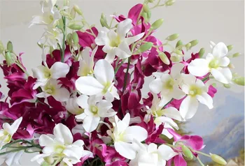 3PCS/Lot Vii Fals Flori Mici Cattleya de uz Casnic Acasă Petrecerea de Nunta de Decorare Flori Alb Purpuriu Verde Flori Artificiale