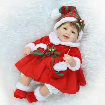 40cm Culoare Roșu de Păpuși Crăciun Cadouri de Silicon Renăscut Copii Păpuși pentru Fete Realiste Copil Nou-născut Bonecas Copii Însoțesc Jucăriile