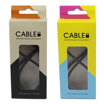 40Pcs/Lot 5.5*12.5*2cm Telefon Mobil Data Linia de Cutii Pentru Ambalarea Cablu USB Display de tip Boutique de Hârtie Colorată Cutie Cu Hang Gaura