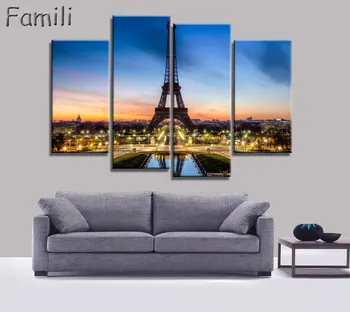 4buc Panza Imagine Paris Turnul Eiffel Picturi Pictura de pe perete Decor Acasă Modular picturi pe perete