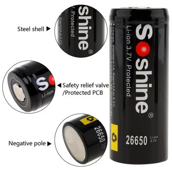 4buc Soshine 3.7 V 5500mAh de Mare Capacitate 26650 Li-ion Baterie Reîncărcabilă cu Protected PCB pentru Lanterne LED-uri Faruri