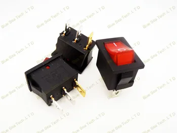 50 BUC 3 Pin LUMINATED basculantă LED Rosu buton pentru Putere,masina, etc. 10A/125VAC,6A /250VAC,21*15mm