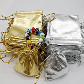 50 BUC nunta de aur și argint sac de cadouri cercei colier sac fierbinte Trei dimensiunea este opțional 5*7cm/7*9cm/10*12cm