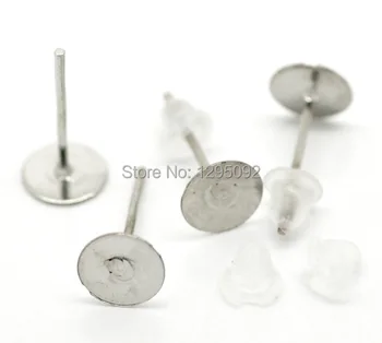 500Pcs Sunet de Argint Cercei Post Cu Dopuri de Cauciuc Bijuterii DIY Face Constatări Farmece Componentă Ridicata 12x6mm