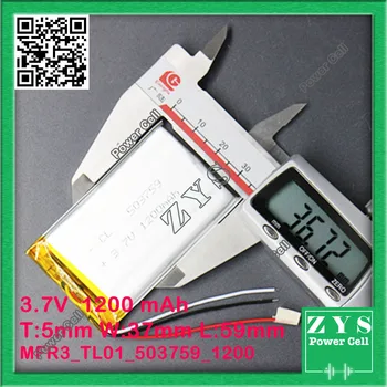 503759 3.7 V 1200mah Baterie Litiu-polimer cu Bord de Protecție Pentru PDA, Tablet Pc-uri Produse Digitale 5x37x59mm 1200 mah 053759