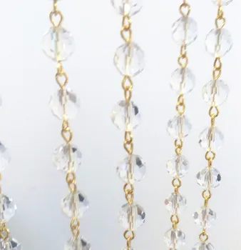 50meters 10mm Cristal Fatetate Mingea Margele Lanțuri+ Metal de Aur Conectori de Sticlă Strand Pentru Decor Nunta Petrecere de Aprovizionare