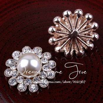 50pcs/lot 28MM 2Colors de Flori în Formă de Butoane Perla Pentru Înfrumusețarea Decorativ Clar Stras Butonul Pentru Tiara/Copil Pălării