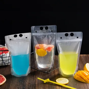 50pcs/lot Nou de Băutură de Plastic Sac de Ambalare Pungă pentru Băuturi Suc de Cafea cu Lapte cu Mâner și Găuri pentru Paie 400ml 500ml