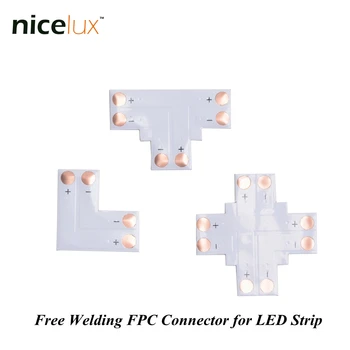 50pcs/multe Benzi cu LED-uri Colț Conector 2 Pini 10mm L T X Forma PCB Bord Splitter Conector pentru SMD 3528 5050 2pin Bandă LED Lumina