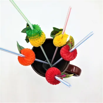 50Pcs Noi Hawaiian Temă 3D Fructe Petrecere de Vara Colorate Cocktail Băutură Paie Amuzante Consumabile Partid Pentru Decor Petrecere