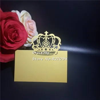 50pcs transport gratuit cu laser tăiat hollow Crown design de hârtie Numele Carduri Loc invitatie de Nunta Carduri de Masa de Petrecere Decor acasă