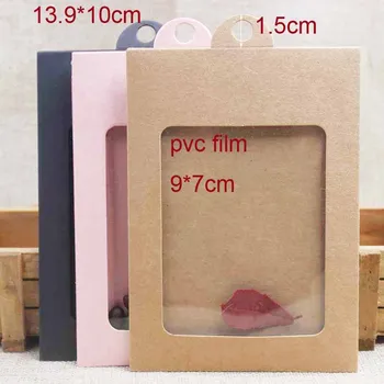 50sets Epocă kraft/roz/bej necklacke pandantiv pachet cuier fereastră cutie cu card de bomboane/cutie-cadou de ambalare fereastra cuier cutie