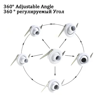 5pcs 3W Mini Spoturi de Lumină la fața Locului AC85-265V unghi Reglabil Cabinet Lampă de Plafon Alb Cald Aluminiu de Bază de Afișare Acasă decorTR