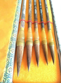 5pcs/lot caligrafie Chineză perie stilou set nevăstuică păr scris perie stilou cu cerneală pictura mediu script-ul regulat perie cutie cadou set