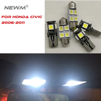 6 Bucati Mașină Chip 5050 LED Bulb Lampa LED Pachet Kit de Alb Auto de Interior Dome Hartă Lumina Portbagaj Pentru Honda Civic 2006-2011