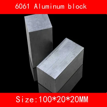 6061 aluminiu dimensiune bloc 100*20*20mm AL Metal de culoare argintiu 1 buc