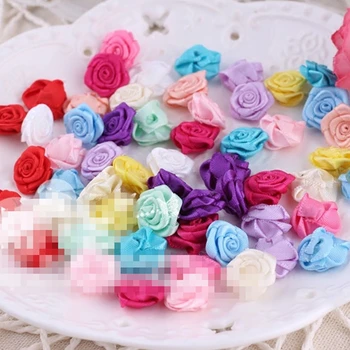 60PCS 1,5 CM rose floare panglică manual DIY Pentru Cheie Lanț Haine rochii de Nunta de Decorare accesorii de Par Flori Tesatura