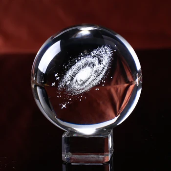 6CM Diametru Glob Galaxy Miniaturi Crystal Ball 3D cu Laser Gravat Sticlă de Cuarț Mingea Sfera Acasă Decorare Accesorii Cadouri