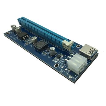 6pcs 006C USB 3.0 PCI-E Express 1X, 4x, 8x, 16x Extender Riser Card Adaptor SATA 15pin de sex Masculin la Cablu de Alimentare 6pini pentru Bitcoin Mining