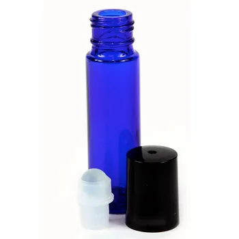 6pcs Gol 10ml Albastru Cobalt Sticla Roll-on Sticle cu Oțel Inoxidabil Roller Ball pentru ulei esential amestecuri de 3ml dropper inclus