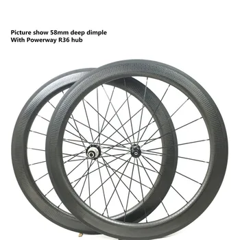 700c dimple suprafață de roți din carbon greutate de lumină 58mm adâncime decisiv road bike roti cu Bitex 306F 306 R Hub-uri