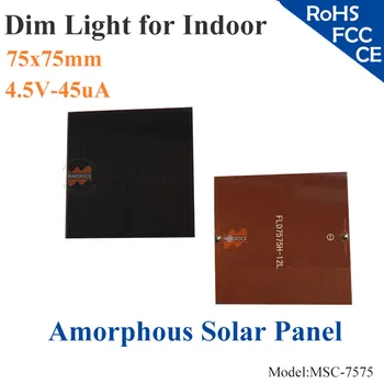 75x75mm 4,5 V 45uA lumină slabă Mic Film de Siliciu Amorf Celule Solare DIY pentru interior Produs,calculator,jucarii,0-4V baterie