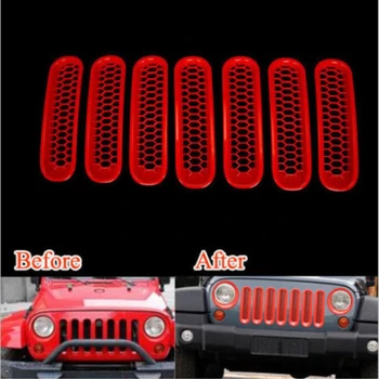 7pcs/set 3 Culori Ochiuri Față Grill Introduce Grila Kit potrivit Pentru Jeep Wrangler Rubicon Sahara Jk 2007-Auto-Styling Accesorii